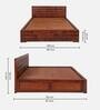 Diamond Sheesham Wood Queen Size Bed in Honey Natural Finish with Hydraulic Storage