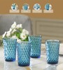 Diamond Textured 350ml Blue Crystal Glass (Set of 4) Everyday Glass