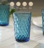 Diamond Textured 350ml Blue Crystal Glass (Set of 4) Everyday Glass