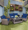 Diani Wicker Patio Table & Sofa Set In Grey Colour (2+1+1)