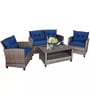 Diani Wicker Patio Table & Sofa Set In Grey Colour (2+1+1)