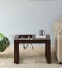 Diest Sheesham Wood Side Table In Scratch Resistant Walnut Finish With Magazine Holder