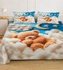 Digital Cartoon Characters Printed Cotton Blend Double Bedsheet with 2 Pillow Covers