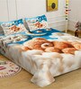 Digital Cartoon Characters Printed Cotton Blend Double Bedsheet with 2 Pillow Covers