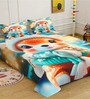 Digital Cartoon Characters Printed Cotton Blend Double Bedsheet with 2 Pillow Covers