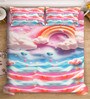 Digital Cartoon Characters Printed Cotton Blend Double Bedsheet with 2 Pillow Covers