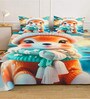 Digital Cartoon Characters Printed Cotton Blend Double Bedsheet with 2 Pillow Covers