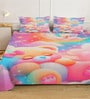 Digital Cartoon Characters Printed Cotton Blend Double Bedsheet with 2 Pillow Covers