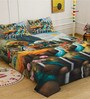 Digital Cartoon Characters Printed Cotton Blend Double Bedsheet with 2 Pillow Covers
