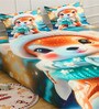 Digital Cartoon Characters Printed Cotton Blend Double Bedsheet with 2 Pillow Covers