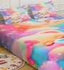 Digital Cartoon Characters Printed Cotton Blend Double Bedsheet with 2 Pillow Covers