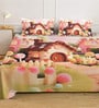 Digital Cartoon Characters Printed Cotton Blend Double Bedsheet with 2 Pillow Covers