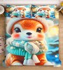 Digital Cartoon Characters Printed Cotton Blend Double Bedsheet with 2 Pillow Covers