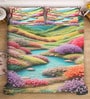 Digital Floral Printed Cotton Blend Double Bedsheet with 2 Pillow Covers