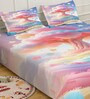 Digital Floral Printed Cotton Blend Double Bedsheet with 2 Pillow Covers