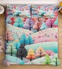 Digital Floral Printed Cotton Blend Double Bedsheet with 2 Pillow Covers