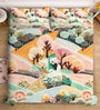 Digital Floral Printed Cotton Blend Double Bedsheet with 2 Pillow Covers