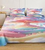 Digital Floral Printed Cotton Blend Double Bedsheet with 2 Pillow Covers