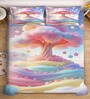 Digital Floral Printed Cotton Blend Double Bedsheet with 2 Pillow Covers