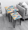 Digital Mexican Print Nest of Tables (Set of 2 ) in Multi Colour