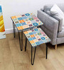 Digital Mexican Print Nest of Tables (Set of 2 ) in Multi Colour