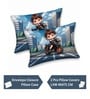 Blue 7D Digital Printed Boy On Bike Queen Size Bedsheet Sheet with 2 Matching Pillow Covers