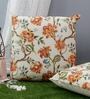 Cream & Rust Floral Polyester 24 x 24 Inches Cushion Covers (Set of 2)