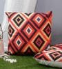 Red Geometric Polyester 24 x 24 Inches Cushion Covers (Set of 2)