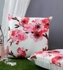 White& Pink Floral Cotton 24 x 24 Inches Cushion Covers (Set of 2)
