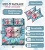 Blue 7D Digital Printed Puppy Queen Size Bedsheet Sheet with 2 Matching Pillow Covers