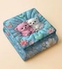Blue 7D Digital Printed Puppy Queen Size Bedsheet Sheet with 2 Matching Pillow Covers