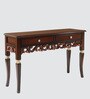 Dignify Solid Wood Console Table in Brown Gold Finish