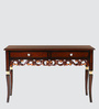 Dignify Solid Wood Console Table in Brown Gold Finish