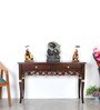 Dignify Solid Wood Console Table in Brown Gold Finish