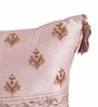 Pink Traditional Silk Fabric 18 x 12 Inches Embroidered Cushion Covers (Set of 2)