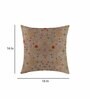 Sand Traditional Poly Staple 16 x 16 Inches Embroidered Cushion Covers (Set of 2)