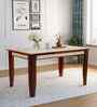 Dilux Modern Ceramic Top Rectangular 6 Seater Dining Table In Sheesham Wood Finish