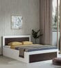 Dimora King Size Bed in Brown & White Finish with Hydraulic Storage