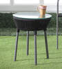 Disc Steel & Braided Rope Outdoor Table In Black Grey Finish