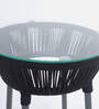 Disc Steel & Braided Rope Outdoor Table In Black Grey Finish