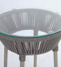 Disc Steel & Braided Rope Outdoor Table In Cream Finish