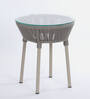 Disc Steel & Braided Rope Outdoor Table In Cream Finish