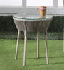 Disc Steel & Braided Rope Outdoor Table In Cream Finish