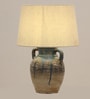 Distress Finish Blue Beautiful Design Clay Table Lamp