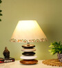 Beige Handpainted Shade Multicolor Wooden Stone Handmade Antique Table Lamp