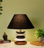 Black Shade Multicolor Wooden Stone Handmade Antique Table Lamp