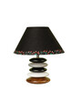 Black Handpainted Shade Multicolor Wooden Stone Handmade Antique Table Lamp