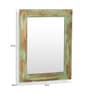 Mango Wood Rectangle Wall Mirror in Green colour
