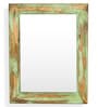 Mango Wood Rectangle Wall Mirror in Green colour