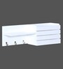 Sheesham Wood Floating Wall Shelf with Key Holder in White colour